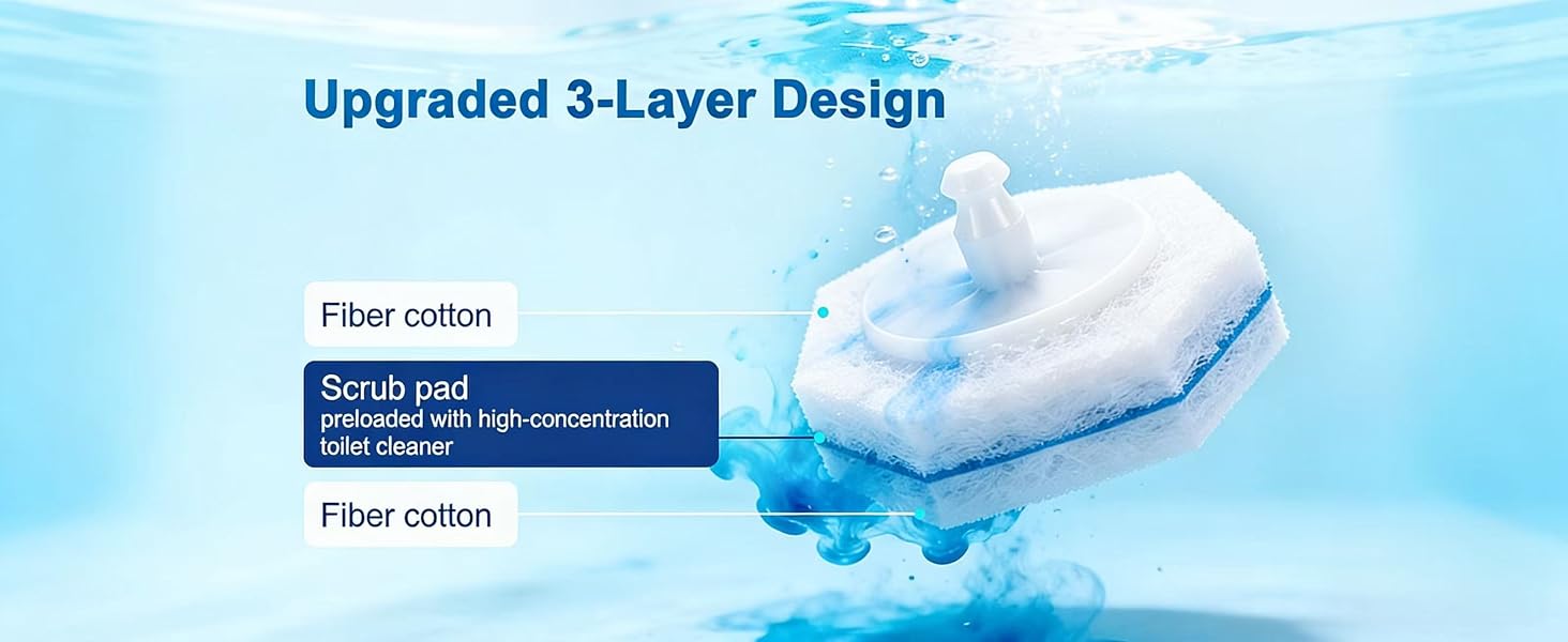 Toilet Cleaner Refill Pads upgraded 3-layer design