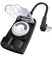 G-ELEK Outdoor Timer Waterproof, 24 Hour Light Timer, Timers for Electrical Outlets, Ideal for Po...
