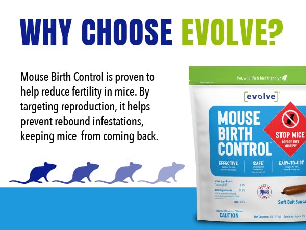 Evolve Mouse Birth Control - stop mice before they multiply, 1.5lb, 3lb, and 6lb bags