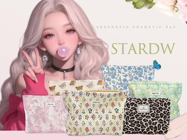 Makeup Bag Aesthetic Cosmetic Bags for Women Girls