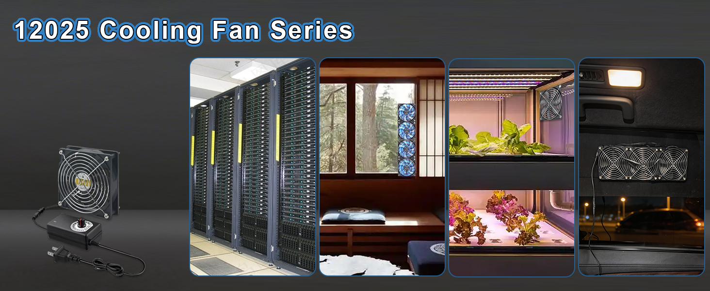 Computer Fan with AC Plug,120 mm Variable Speed Small Brushless Cooling Fan