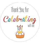 Thank You for Celebrating with Me Stickers,Birthday Cake Favor Stickers,60PCS Birthday Party Favo...
