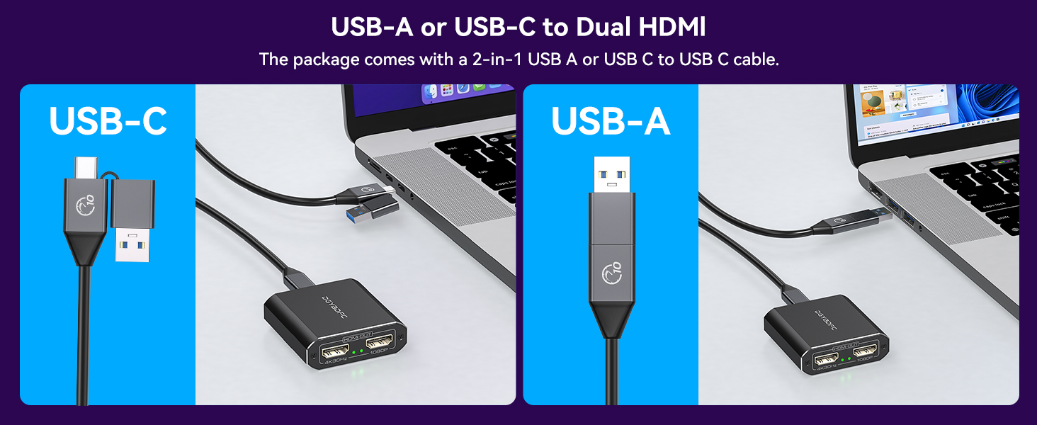 USB to Dual HDMI Adapter