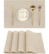Leetaltree Beige Placemats Set of 4 - Heat Resistant Non-Slip Place mats for Dining Table, Washab...