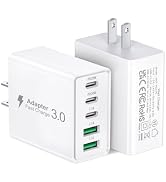 2Pack USB C Fast Charger Block,50W 5-Port USB C Wall Charger Brick,2 USB A & 3 USB C PD3.0 Power ...