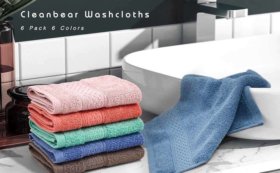 washcloths 6 colors 6 pack