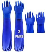 LIICHAAO 2 Pairs-Long waterproof gloves,Cleaning Poison ivy gloves,Aquarium pool,Long elbow Resis...
