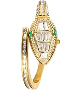 JewelryWe Women's Snake Bracelet Watch: Ladies Novelty Gold Quartz Analog Serpent Head Decor Wris...