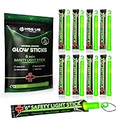 10 Ultra Bright Green Glow Sticks - Individual Packed With Lanyard - For Camping, Emergency Survi...