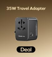 MOMAX Universal Travel Adapter, PD 35W Fast International Power Adapter, 3 USB C & 2 USB A, World...