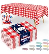 Smiry 8 Packs Gingham Disposable Table Cloth, 54 x 108 Inch Waterproof Plastic Tablecloth, Rectan...