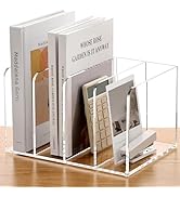 SANRUI Acrylic Magazine Holder Desk Organizer Workspace Sorters,Clear Bookend File Sorter Holder,...