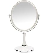 YEAKE Vintage Table Mirror with Stand 8-inch Double Sided Swivel 1X/3X Magnification Desk Mirror ...
