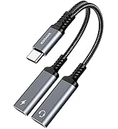 ZOOAUX USB C Splitter, Dual USB C Headphone and Charger Adapter,2-in-1 Type C Audio Dongle Cable ...