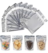 Slomg 100 Pack Mylar Bags with Clear Front Window, Aluminum Foil Food Storage Pouch Bags with Sta...
