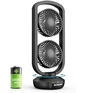 DR.PREPARE Desk Tower Fan Portable Oscillating Table Battery Operated Fan with 3 Speeds, Recharge...