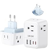 LENCENT European Travel Plug Adapter, International Type-C Foldable Power Plug with 4 Outlets, 4 ...