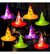KatchOn, Hanging Witch Hat Halloween Lights - 34 Feet, Pack of 8 | Hanging Light Up Witch Hats Ou...