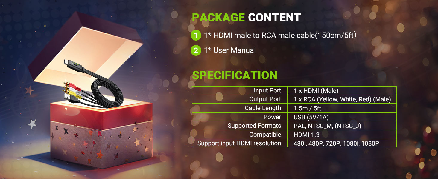 HDMI to RCA Cable