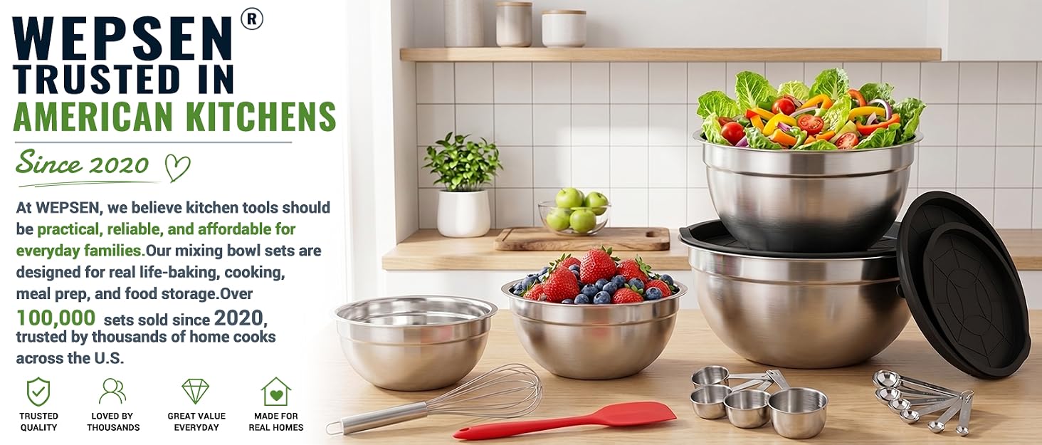 WEPSEN Hand Mixer Electric Mixing Bowls Set