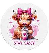 TuY-MouseP-009 Highland Cow Mouse Pad, Coquette Pink Bow Cow Mouse Pads for Wireless Mouse Comput...