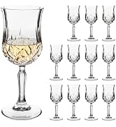 YARYOUNG Wine Glasses Set of 12, 7.5Oz Crystal Clear Cordial Glasses with Stem, Vintage Embossed ...