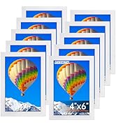 FIXSMITH 4x6 Picture Frame Set of 10, White Photo Frames Bulk with HD Plexiglass for Wall Hanging...