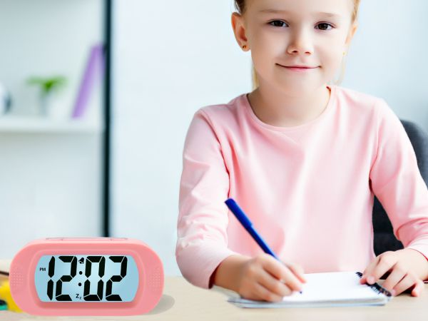 pink alarm clock