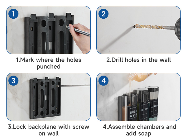 wall mount shampoo and conditioner dispenser