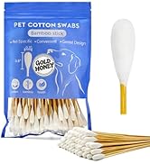 GOLD HONEY 6 Inch Large Cotton Swabs, 100PCS Dog Ear Swabs with Bamboo Handle for Dogs, Pet-Speci...