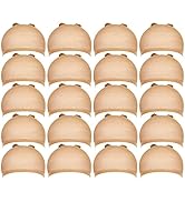 Teenitor Wig Cap, 20pcs Stocking Caps for Wigs, Tan Wig Cap for Women, Stretchy Nylon WigCap Beige