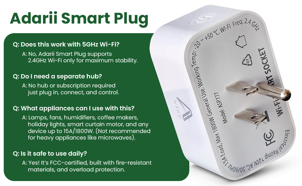 Graphic highlighting the overload protection and safety features of the smart plug