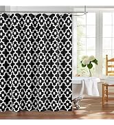 Biscaynebay Textured Fabric Shower Curtains for Bathroom 72" X 72", Black Morocco Pearl Printed L...