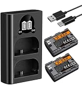 K&F CONCEPT LP-E6P Battery and Dual Slot USB Charger, 2-Pack 2400mAh Real Capacity, Compatible wi...