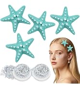 Sightor 4PCS Starfish Hair Clips, Mermaid Hair Accessories With 2PCS Face Body Glitter Gel, Women...
