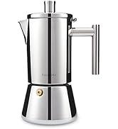 Easyworkz Diego Stovetop Espresso Maker Stainless Steel Italian Coffee Machine Maker 6Cup 10 oz M...
