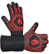 BBQ Grill Gloves : 1472 ? High Temp Resistance Fireproof Glove for Grilling Barbecue - Washable L...