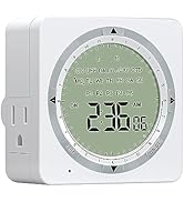 DEWENWILS Outlet Timer Indoor, Dual 3-Prong Outlet (Independent Control), Daily/7-Day/CTD, Light ...