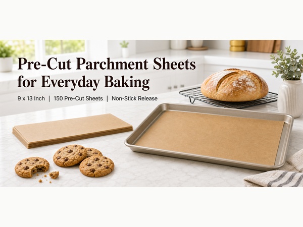 MZZURR 9x13 parchment paper sheets in a clean everyday baking banner.