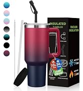 40 oz Tumbler with Handle and Straw Stainless Steel Mug Hydro Metal Thermal Keep Cold 34h & Hot 1...
