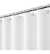 Colorful Star 256GSM Cotton Waffle Shower Curtain, White, 72 x 72 | Waterproof Washable Bath Curt...