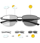 MIRYEA Photochromic Progressive Multifocus Reading Glasses Spring Hinges Transition UV400 Sunglas...