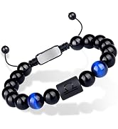 Purdvro Non-tarnish Zodiac Bead Bracelet Leo Gifts for Men Women,Black Onyx Stone Star Sign Const...