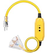 DEWENWILS 3 FT Automatic GFCI Extension Cord Outdoor, 12/3 Gauge Extension Cord for Multiple Appl...