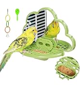 Acsist Bird Mirror with Perch,Interactive Birds Toys Slow Feeder for Alleviate Boredom,Parrot Mir...