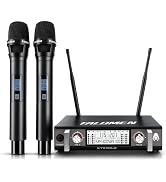 talomen Wireless Microphone System, UHF Dual Channel Handheld Mic Set with 2 Metal Mics, Auto Sca...