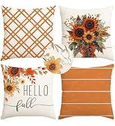 RABUSOFA Fall Pillow Covers 18x18 Inch Set of 4 Fall Decorations for Home | Outdoor Waterproof,Ru...