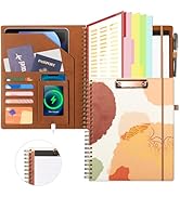 Ospelelf Clipboard with Storage for Men Women, Leather Padfolio Portfolio Organizer 5 Folders wit...