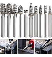 10Pcs Carbide Burr Set 1/4" Shank Die Grinder Bits Double Cut Carbide Rotary Burr Set Rotary Tool...