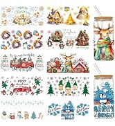 UV DTF Cup Wraps for 16 oz Glass Cups, 10 Sheets Christmas Cup Rub on Transfers for Crafts, Cute ...